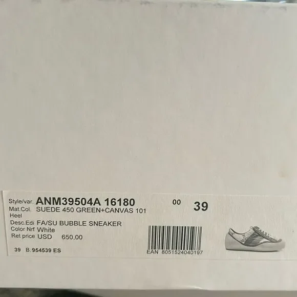 JW Anderson LaceUp Bubble Sneaker Suede Yellow-Canvas, New, Size 39